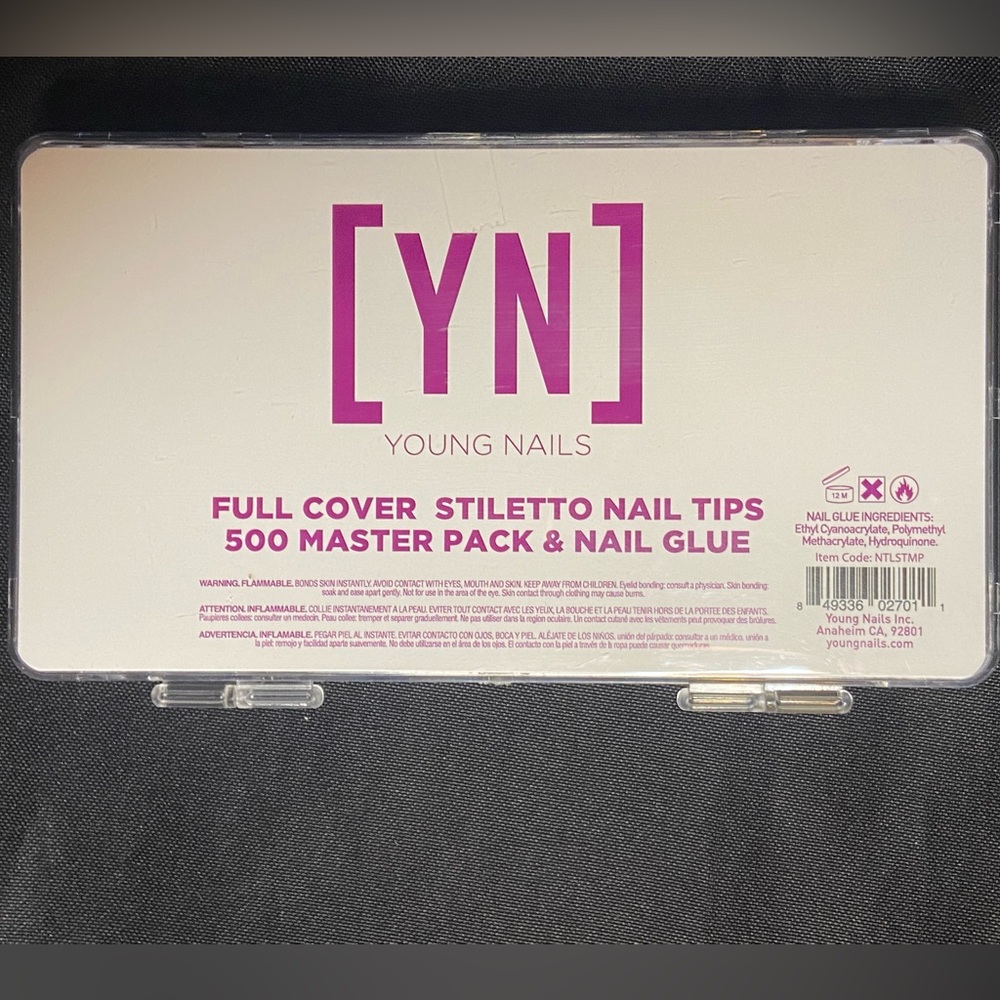 Young nails full coverage stiletto nail tips & glue